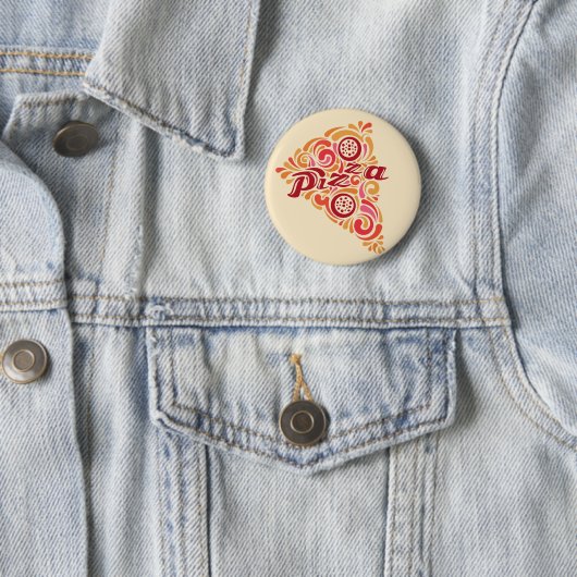 Stijlvolle knop Pizza Slice Ronde Button 5,7 Cm (In situ)