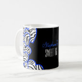 Stijlvolle Kobalt Sweet 16 Zebra Heart Design Naam Koffiemok (Voorkant links)