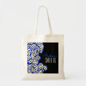 Stijlvolle Kobalt Sweet 16 Zebra Heart Design Naam Tote Bag (Voorkant)