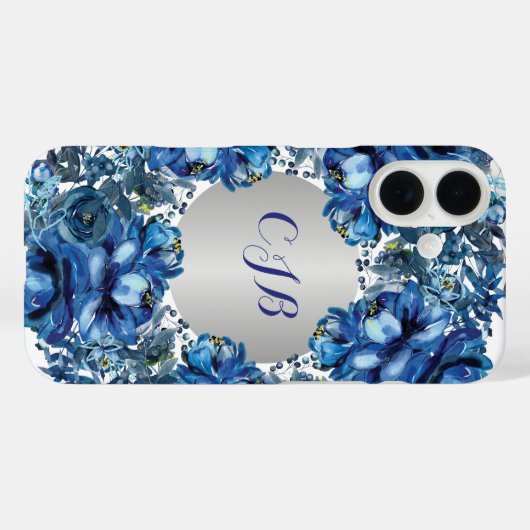 Stijlvolle kobaltblauwe bloem Case-Mate iPhone case (Achterkant (horizontaal))