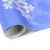 Stijlvolle kobaltblauwe sneeuwvlokken Moderne Kers Cadeaupapier (Rol Hoek)