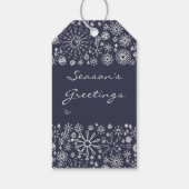 Stijlvolle koele feestelijke sneeuwvlok wervelt pa cadeaulabel (Achterkant)