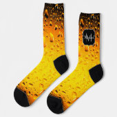 Stijlvolle koele gele waterdruppels bier Monogram Sokken (Links)