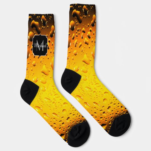 Stijlvolle koele gele waterdruppels bier Monogram Sokken (Rechts)