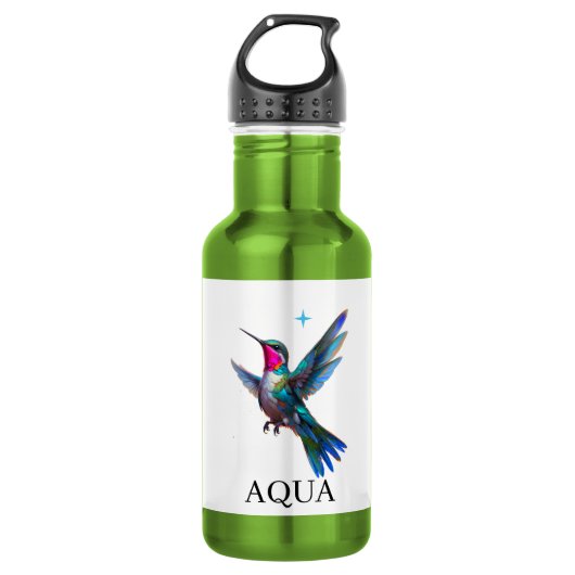 Stijlvolle kolibrie op wit waterfles (Voorkant)