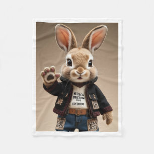 Stijlvolle Konijn in Casual Outfit Vliesdeken Fleece Deken