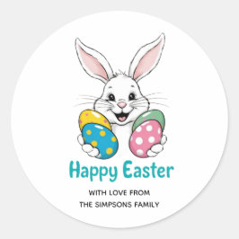 Stijlvolle konijneneieren Bloemige Happy Pasen Sti Ronde Sticker