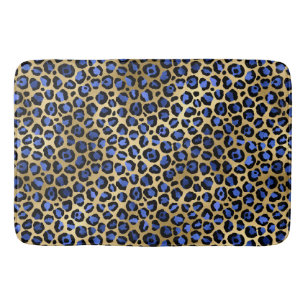 Stijlvolle koninklijk blauwe en gouden folie luipa badmat