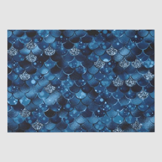 Stijlvolle koninklijk blauwe glitterschubben van z tissuepapier (Voorkant)
