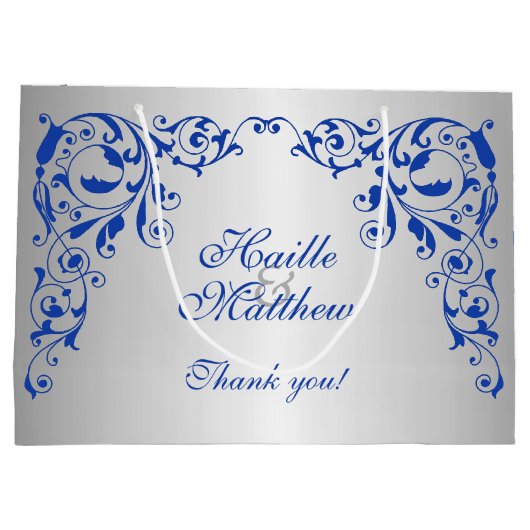 Stijlvolle Koninklijk Blauwe Krullen Groot Cadeauzakje (Achterkant)