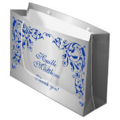 Stijlvolle Koninklijk Blauwe Krullen Groot Cadeauzakje (Voorkant Gekanteld)