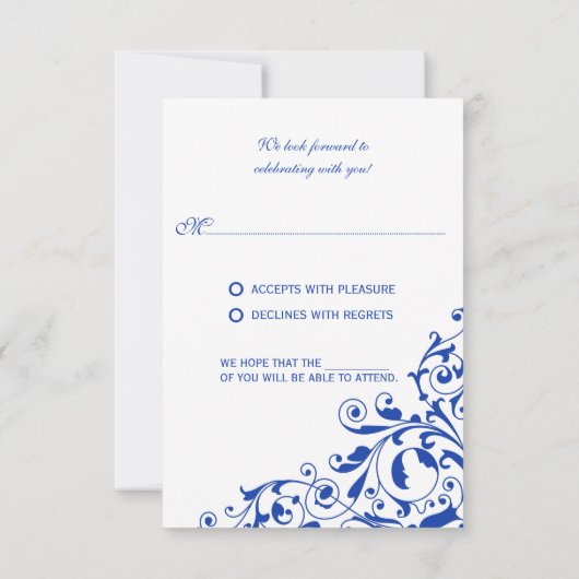 Stijlvolle Koninklijk Blauwe Krullen RSVP (Achterkant)