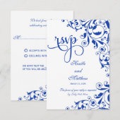 Stijlvolle Koninklijk Blauwe Krullen RSVP (Voorkant / Achterkant)