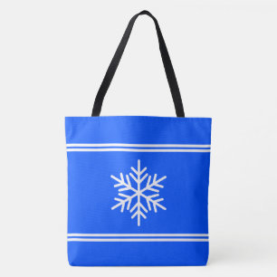 Stijlvolle Koninklijk Blauwe Witte Racing Strepen Tote Bag