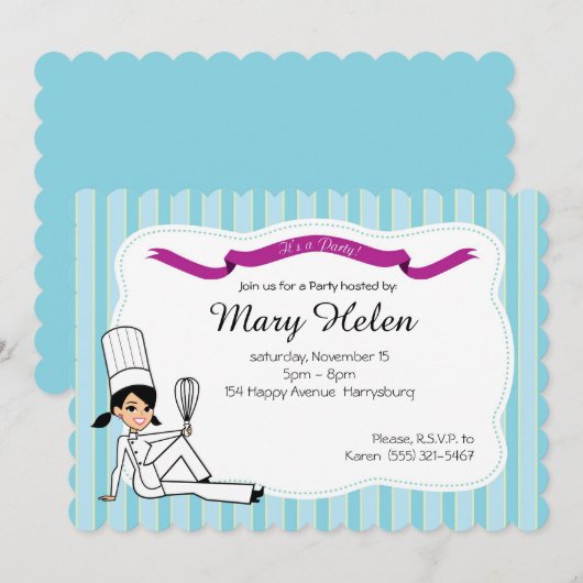 Stijlvolle Kooking Party - Persoonlijke uitnodigin Kaart (Voorkant / Achterkant)