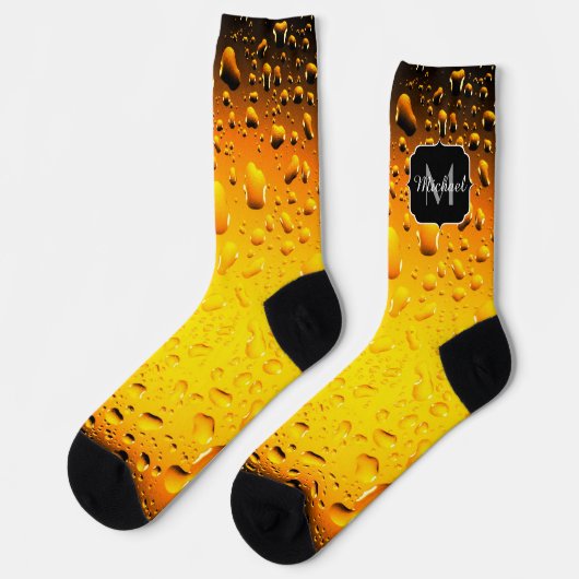 Stijlvolle kool Geel water druppels bier Monogram Sokken (Links)