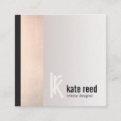 Stijlvolle koperen Roos gouden streep vierkant mon Vierkante Visitekaartje (Voorkant)