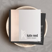 Stijlvolle koperen Roos gouden streep vierkant mon Vierkante Visitekaartje