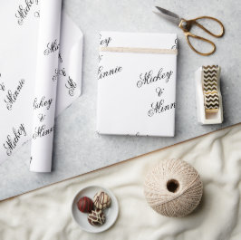 Stijlvolle koppelnaam witte cadeauverpakking inpak cadeaupapier
