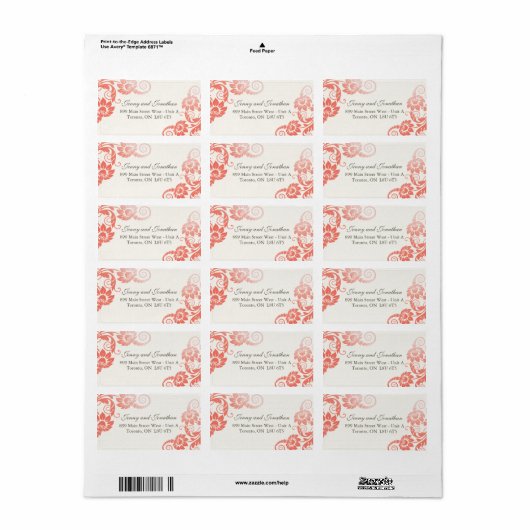 Stijlvolle koraal bloemige Adresetiketten Etiket (Full Sheet)
