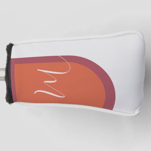 Stijlvolle Koraal en Magenta Roze Boog met Monogra Golfheadcover (Voorkant)