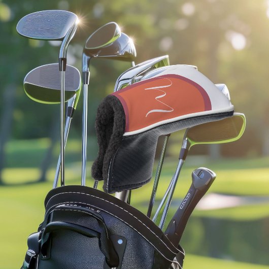 Stijlvolle Koraal en Magenta Roze Boog met Monogra Golfheadcover