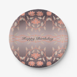 Stijlvolle koraalbloem papieren bordje