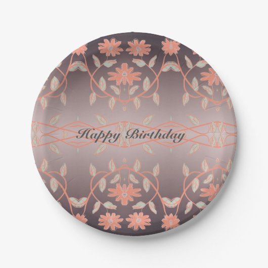 Stijlvolle koraalbloem papieren bordje (Voorkant)