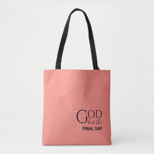 Stijlvolle koraalGOD HEEFT DE EINDZEG Christelijk Tote Bag