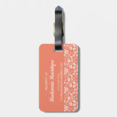 Stijlvolle koraalpeach tropische lentelers bagagelabel (Achterkant verticaal)