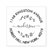 Stijlvolle krans aangepaste naam & adres zelfinktende stempel (Design)