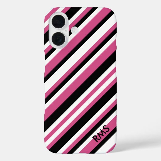 Stijlvolle kruidenroze en zwarte diagonaal strepen Case-Mate iPhone case (Achterkant)