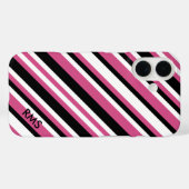 Stijlvolle kruidenroze en zwarte diagonaal strepen Case-Mate iPhone case (Achterkant (horizontaal))