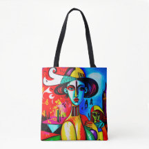 Stijlvolle kubisme Lady Canvas tas