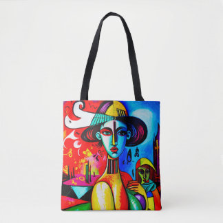 Stijlvolle kubisme Lady Canvas tas