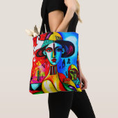 Stijlvolle kubisme Lady Canvas tas (Dichtbij)