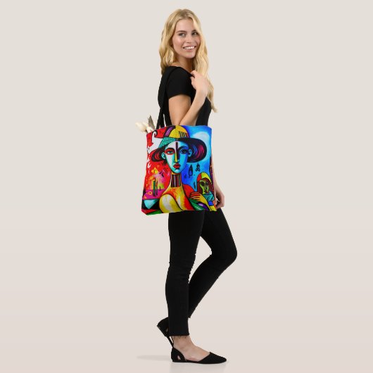 Stijlvolle kubisme Lady Canvas tas (Op model)