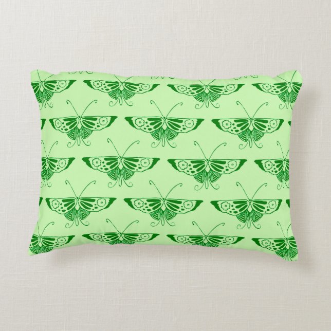 Stijlvolle Kunst Deco vlinder - smaragdgroen Accent Kussen (Achterkant)
