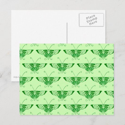 Stijlvolle Kunst Deco vlinder - smaragdgroen Briefkaart (Voorkant / Achterkant)