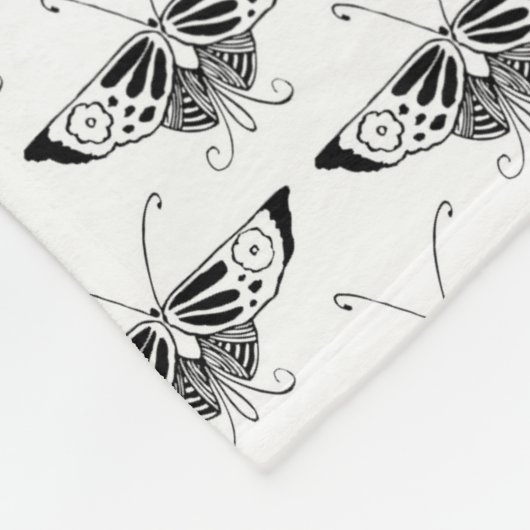 Stijlvolle Kunst Deco-vlinder - zwart-wit Fleece Deken (Hoek)