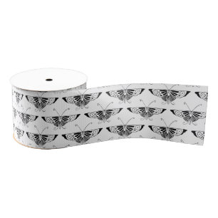 Stijlvolle Kunst Deco-vlinder - zwart-wit Grosgrain Lint