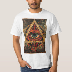 Stijlvolle kunst met schaafwonden met het alziende t-shirt