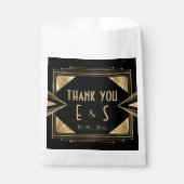 Stijlvolle kunstdeco zwarte en gouden trouwhershey bedankzakje (Voorkant)