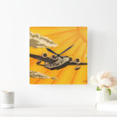 Stijlvolle kunstdecovlak 1930 geïnspireerde muurkl vierkante klok (Huis)