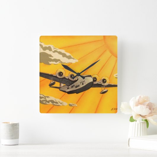 Stijlvolle kunstdecovlak 1930 geïnspireerde muurkl vierkante klok (Huis)