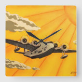 Stijlvolle kunstdecovlak 1930 geïnspireerde muurkl vierkante klok (Voorkant)