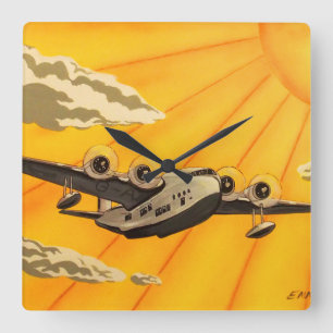 Stijlvolle kunstdecovlak 1930 geïnspireerde muurkl vierkante klok