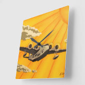 Stijlvolle kunstdecovlak 1930 geïnspireerde muurkl vierkante klok (Hoek)