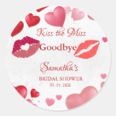Stijlvolle kus vaarwel rode lippen bruids douche ronde sticker (Voorkant)