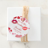 Stijlvolle kus vaarwel rode lippen bruiloft bedankjes labels (In situ)